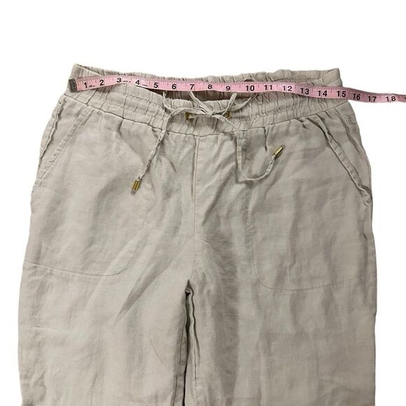 Ellen Tracy ~ 100% Linen Khaki Pull On Pants ~ size S ~ drawstring tie - Picture 8 of 13